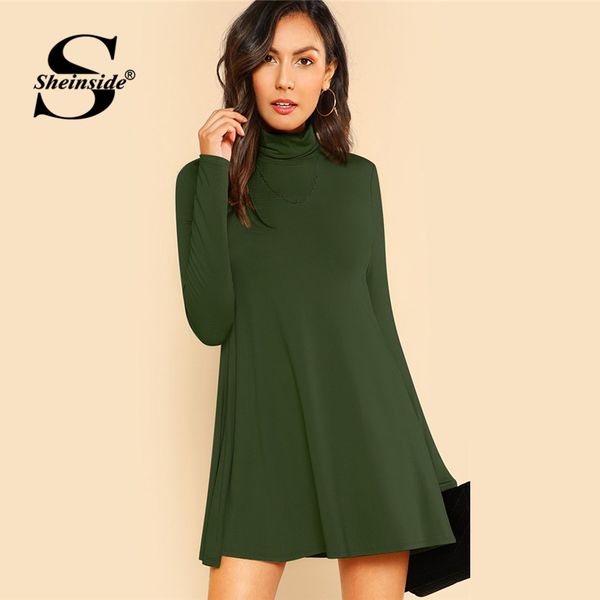 sheinside green high neck flowy mini dress women long sleeve fit and flare dresses 2018 clothes ladies casual autumn dress, White;black
sheinside green high neck flowy mini dress women long sleeve fit and flare dresses 2018 clothes ladies casual autumn dress, White;black