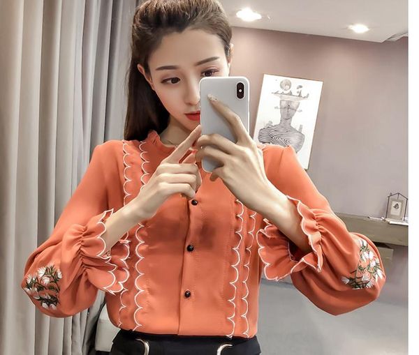 send 2018 autumn new style korean fashion long sleeve lace split joint loose and comfortable chiffon women shirt, White
send 2018 autumn new style korean fashion long sleeve lace split joint loose and comfortable chiffon women shirt, White