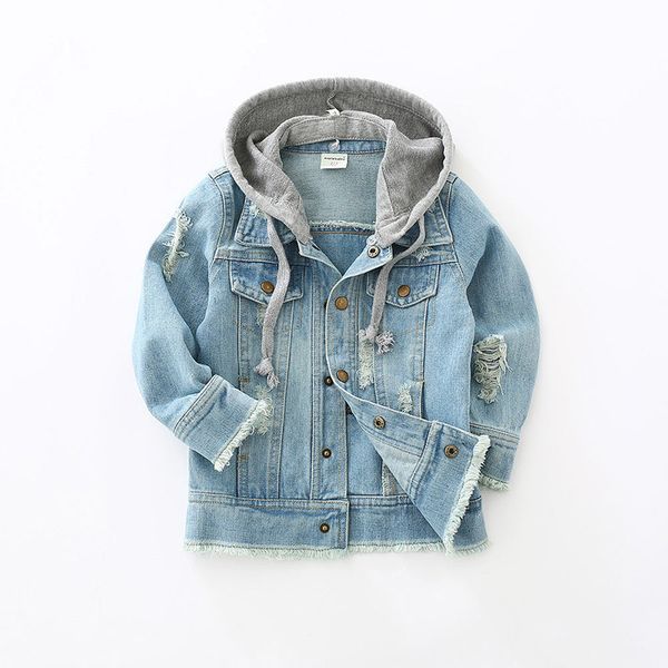 

toddler kids denim jacket baby boys clothes 2018 autumn children long sleeve hooded coat jaqueta jeans infantil manteau garcon, Blue;gray