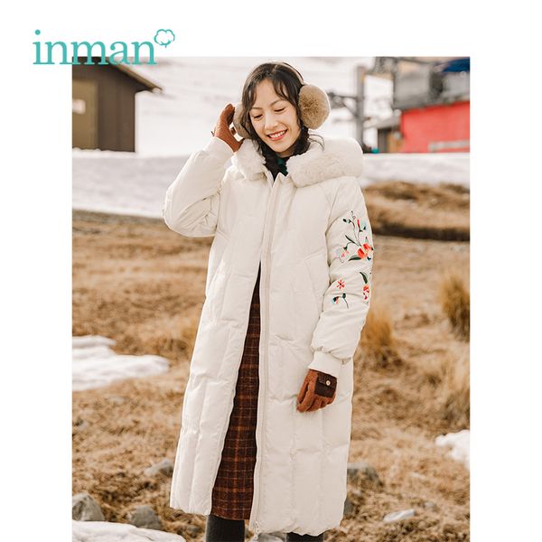 inman 2018 winter new arrival female literary embroidery fur collar fit long section woman down coat, Black
inman 2018 winter new arrival female literary embroidery fur collar fit long section woman down coat, Black