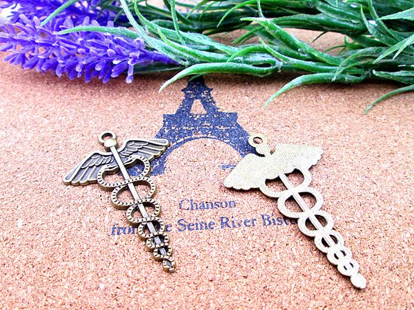 30pcs 48*30mm antique tibetan bronze caduceus medical symbol mercurial staff with wings snakes charm pendant, Bronze;silver
30pcs 48*30mm antique tibetan bronze caduceus medical symbol mercurial staff with wings snakes charm pendant, Bronze;silver