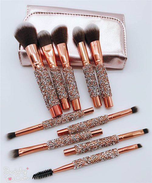 Imbue Diamond 10pcs cosmetics brush with bag Professional brushes Powder Foundation Blush Makeup Brushes Eyeshadow brush Kit 10