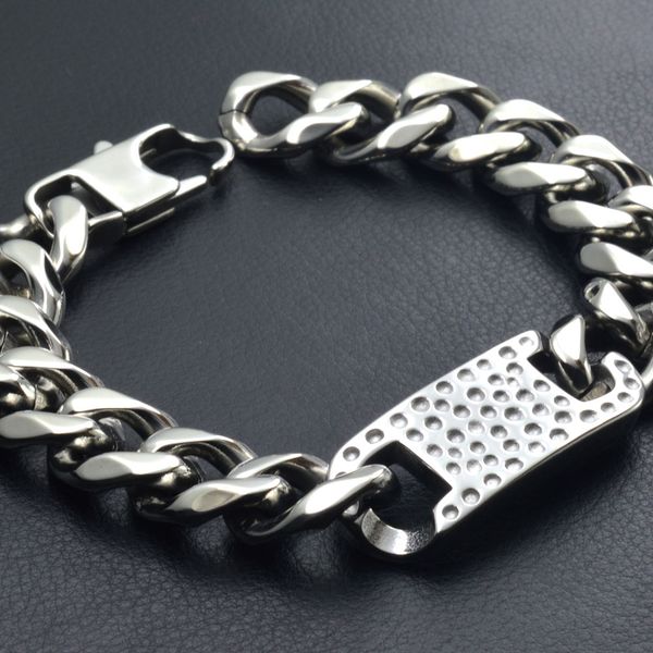 solid mens boys silver tone stainless steel bracelet chain gift promotion jewelry b196, Black
solid mens boys silver tone stainless steel bracelet chain gift promotion jewelry b196, Black