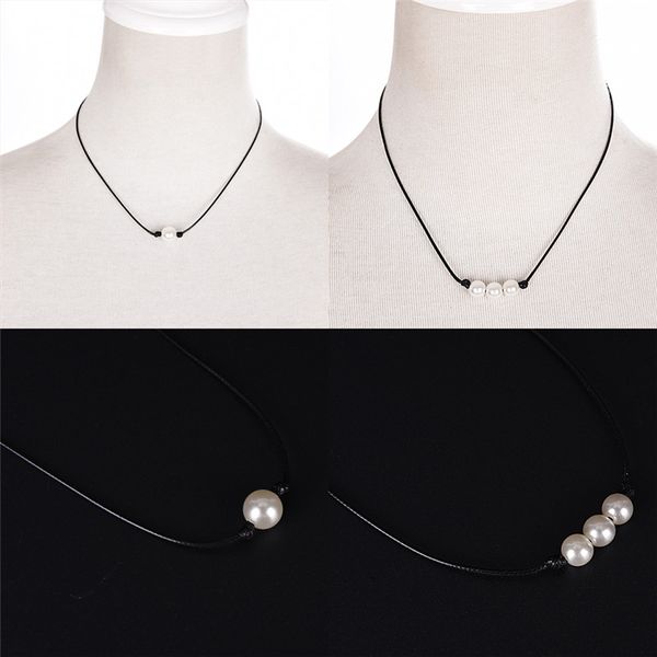new fashion leather necklace black cord choker neck lace multi-storey imitation simulated pearl pendant necklace 18inch, Silver
new fashion leather necklace black cord choker neck lace multi-storey imitation simulated pearl pendant necklace 18inch, Silver