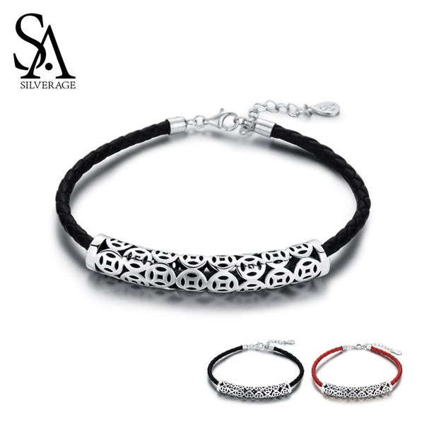 sa silverage 925 sterling silver black/red vintage leather bracelets bangles for women 925 silver chinese coins charm bracelets, Golden;silver
sa silverage 925 sterling silver black/red vintage leather bracelets bangles for women 925 silver chinese coins charm bracelets, Golden;silver