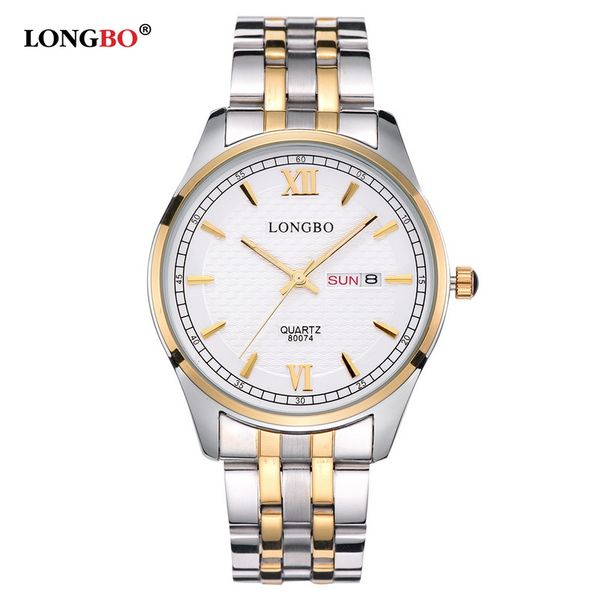 longbo luxury lovers couple watches men date day waterproof women gold stainless steel quartz wristwatch montre homme 80074, Slivery;brown
longbo luxury lovers couple watches men date day waterproof women gold stainless steel quartz wristwatch montre homme 80074, Slivery;brown