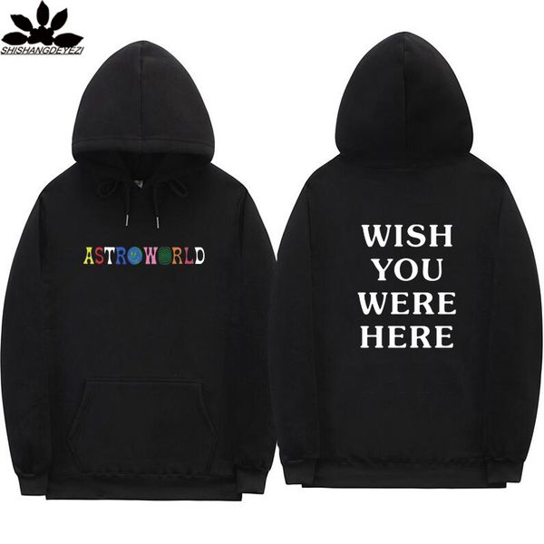 трэвис скотт astroworld hoodies моды письмо печати толстовка стрит мужчина и женщина пуловер толстовка, Black