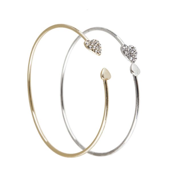 double heart charm bangles women gold silver color alloy bracelets open adjustable cuff bracelets fashion jewelry, Black
double heart charm bangles women gold silver color alloy bracelets open adjustable cuff bracelets fashion jewelry, Black