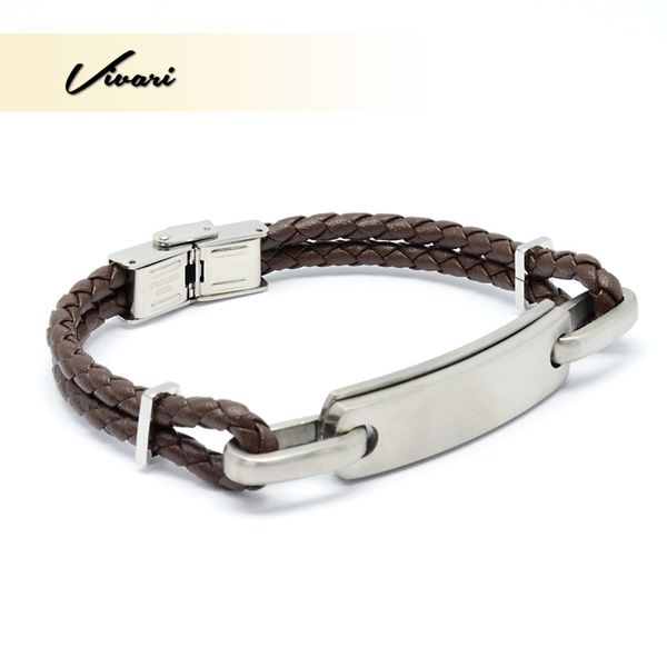 vivari coffee genuine leather braid bracelet for women men stainless steel metal buckle clasps fashion men's wristband, Black
vivari coffee genuine leather braid bracelet for women men stainless steel metal buckle clasps fashion men's wristband, Black
