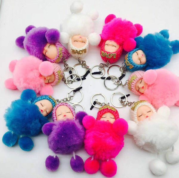 Прекрасный Мини Спящая Кукла Волос Мяч Брелок Плюшевые Куклы Брелок Милый Рождес