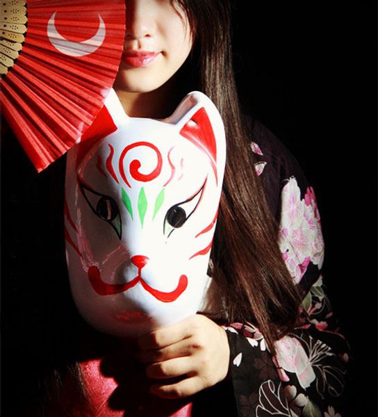 

hand-painted full face japanese mask kitsune night dream cosplay pvc masquerade collection japanese noh party carnival b1, Silver
