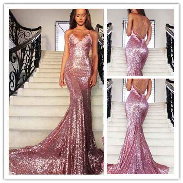 new rose pink glitz sequined mermaid prom dresses spaghetti strap backless sweep train ladies pageant dress formal evening dresses, Black;red
new rose pink glitz sequined mermaid prom dresses spaghetti strap backless sweep train ladies pageant dress formal evening dresses, Black;red
