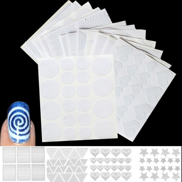 12 sheet nail sticker guide tips large star/heart/stripe hollow stencils nail art french tips form fringe diy decor decals ch225, Black
12 sheet nail sticker guide tips large star/heart/stripe hollow stencils nail art french tips form fringe diy decor decals ch225, Black