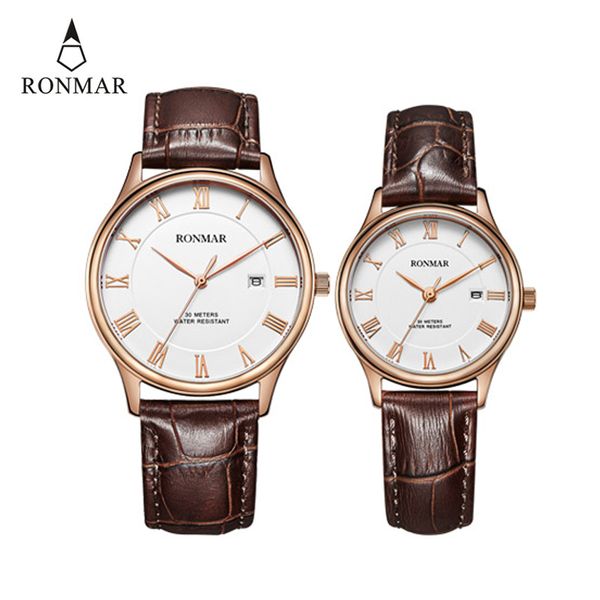lovers couple watch women men rose gold silver sapphire quartz wristwatch ladies clock montre femme ronmar, Slivery;brown
lovers couple watch women men rose gold silver sapphire quartz wristwatch ladies clock montre femme ronmar, Slivery;brown
