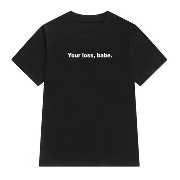 women's summer fashion english letters your loss babe printing t-shirt 90s casual short sleeve loose europe street personality, White
women's summer fashion english letters your loss babe printing t-shirt 90s casual short sleeve loose europe street personality, White