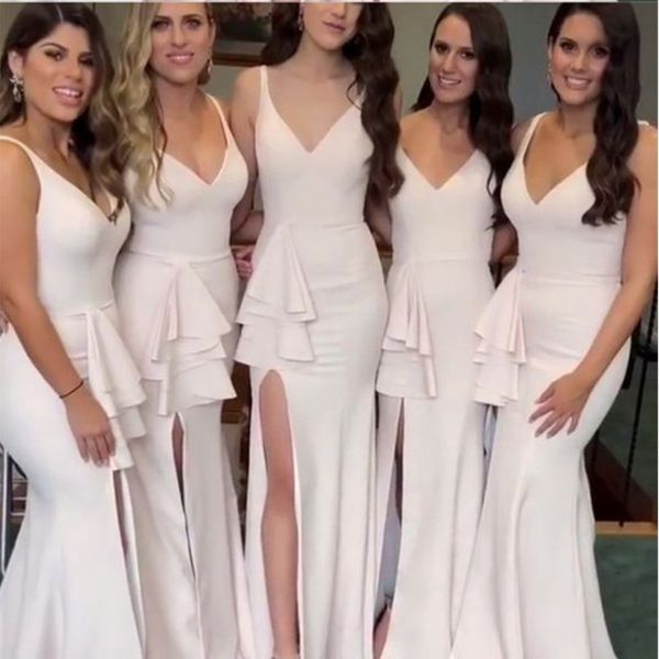 stylish jersey split bridesmaid dresses deep v-neck sleeveless long mermaid prom dresses satin floor length wedding party dresses, White;pink
stylish jersey split bridesmaid dresses deep v-neck sleeveless long mermaid prom dresses satin floor length wedding party dresses, White;pink