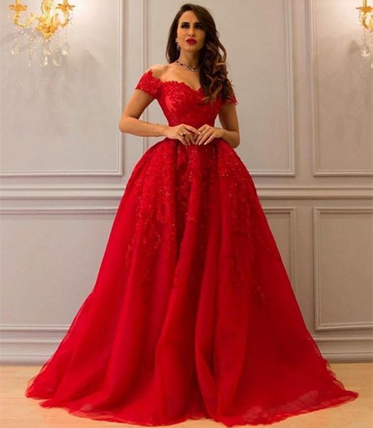 elegant off shoulder red evening dresses lace appliques crystal beaded ball gown tulle formal evening party gowns prom dress, Black;red
elegant off shoulder red evening dresses lace appliques crystal beaded ball gown tulle formal evening party gowns prom dress, Black;red