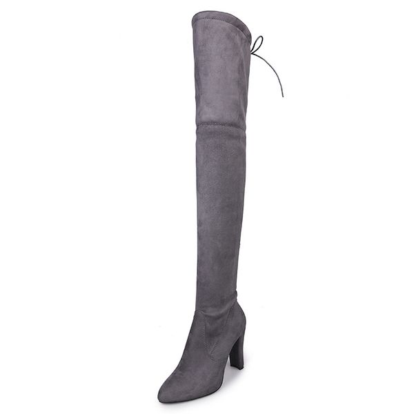 2018 autumn and winter european and american pointed thick with side zipper over the knee boots elastic boots women size 35-43, Black
2018 autumn and winter european and american pointed thick with side zipper over the knee boots elastic boots women size 35-43, Black
