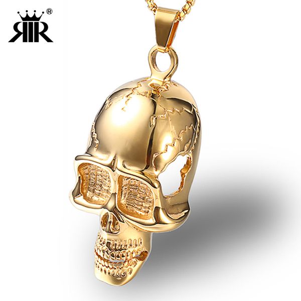 rir stainless steel men pendant skeleton skull biker gold head necklace gothic heavy men necklaces broken skull jewelry, Black
rir stainless steel men pendant skeleton skull biker gold head necklace gothic heavy men necklaces broken skull jewelry, Black