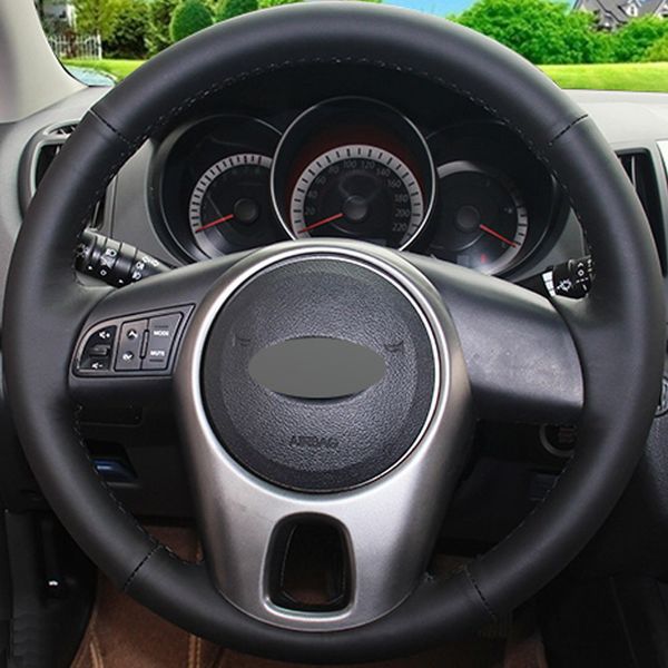 black genuine leather diy hand-stitched car steering wheel cover for kia forte 2009-2014 soul 2010-2013
black genuine leather diy hand-stitched car steering wheel cover for kia forte 2009-2014 soul 2010-2013
