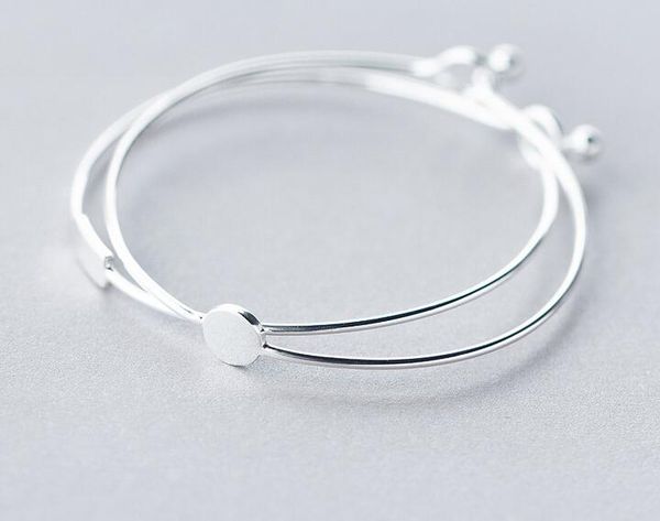 1.8mm very thin bracelet) 1pc real. 925 sterling silver jewelry round /rectangle geometric bangle bracelet cuff gtls418, Golden;silver