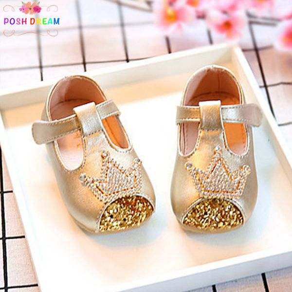 

posh dream gold crown spring and autumn princess brand baby girls shoes newborn baby shoe diamond toddler first walker shoes