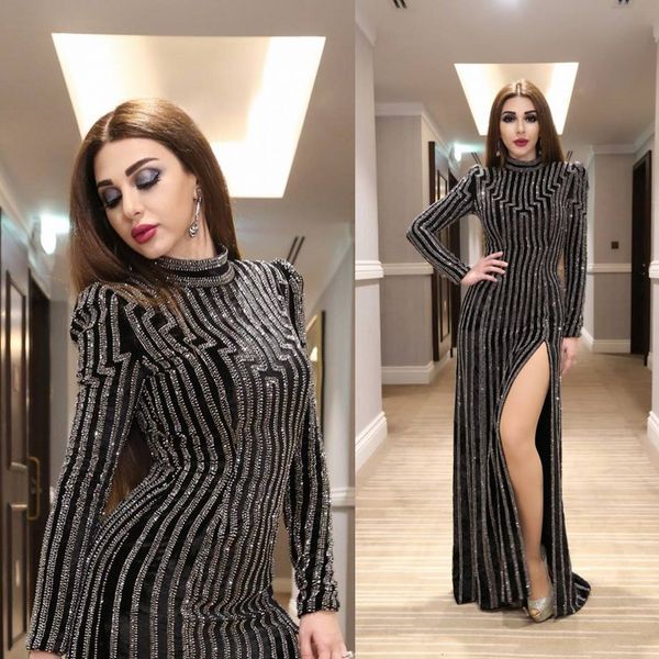 black mermaid evening dresses with thigh slit high neck long sleeve prom dress saudi arabic dubai plus size party gowns custom, Black;red
black mermaid evening dresses with thigh slit high neck long sleeve prom dress saudi arabic dubai plus size party gowns custom, Black;red
