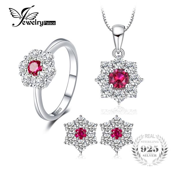 jewelrypalace flower 3.1ct created ruby halo ring stud earrings pendant necklace jewelry sets 925 sterling silver 45cm box chain, Black
jewelrypalace flower 3.1ct created ruby halo ring stud earrings pendant necklace jewelry sets 925 sterling silver 45cm box chain, Black