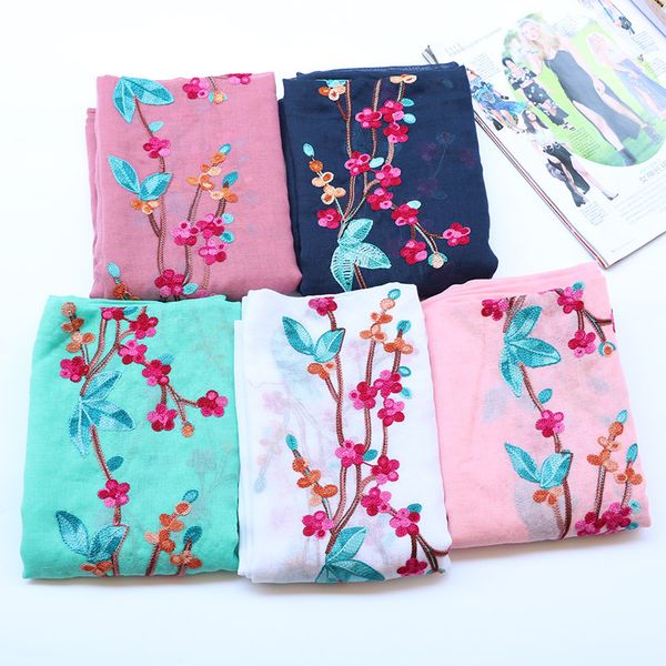new fashion women spring autumn cotton scarf plum flower embroidered linen shawls sunscreen scarf bright color, Blue;gray
new fashion women spring autumn cotton scarf plum flower embroidered linen shawls sunscreen scarf bright color, Blue;gray