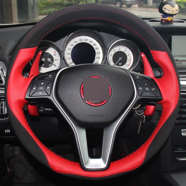 red leather black suede diy hand-stitched car steering wheel cover for mercedes-benz b180 2012
red leather black suede diy hand-stitched car steering wheel cover for mercedes-benz b180 2012