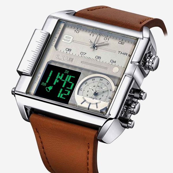 square watches men led waterproof multiple time zone mens watches relogio masculino montre homme sport watch, Slivery;brown
square watches men led waterproof multiple time zone mens watches relogio masculino montre homme sport watch, Slivery;brown
