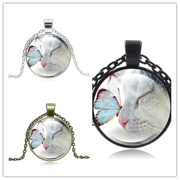 20pcs new design cute cats and butterflies pendant necklace fashion jewelry glass cabochon silver chain for women children gift, Red;brown
20pcs new design cute cats and butterflies pendant necklace fashion jewelry glass cabochon silver chain for women children gift, Red;brown
