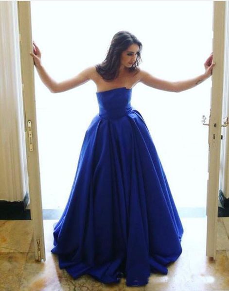 royal blue formal evening dresses a line strapless backless ruched prom dress satin long party dresses, Black;red
royal blue formal evening dresses a line strapless backless ruched prom dress satin long party dresses, Black;red