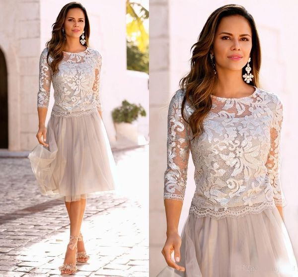 2020 short mother of the bride dresses lace knee length three quarters sleeves silver grey two pieces mother bride dresses evening gowns, Black;red
2020 short mother of the bride dresses lace knee length three quarters sleeves silver grey two pieces mother bride dresses evening gowns, Black;red