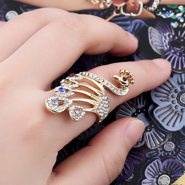 chaomo jewelry wholesale fashion temperament inlaid rhinestone peacock ring ladies personality alloy accessories, Golden;silver
chaomo jewelry wholesale fashion temperament inlaid rhinestone peacock ring ladies personality alloy accessories, Golden;silver