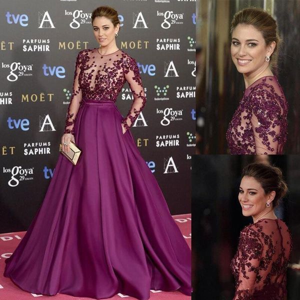 2019 new burgundy long evening dresses beads sheer neck long sleeves illusion bodice sequins runaway red carpet formal prom party gowns, Black;red
2019 new burgundy long evening dresses beads sheer neck long sleeves illusion bodice sequins runaway red carpet formal prom party gowns, Black;red