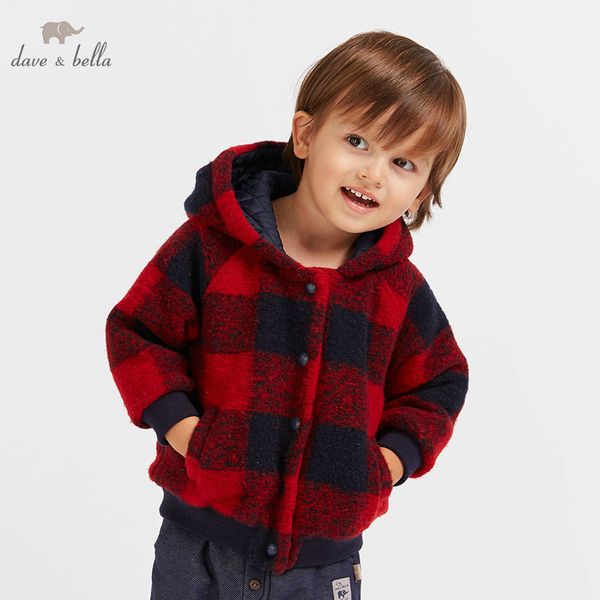 db8709 dave bella winter baby padding jacket children boys fashion outerwear kids plaid coat, Blue;gray