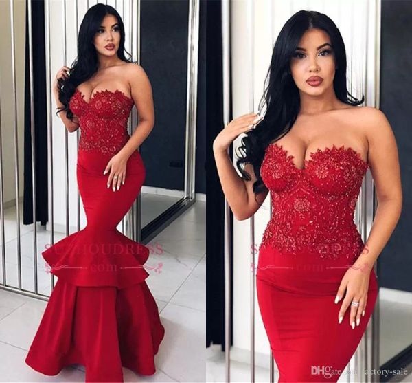 2019 red mermaid prom dresses beads lace sweetheart ruffles floor length elegant formal dresses evening wear vestidos prom gowns, Black;red
2019 red mermaid prom dresses beads lace sweetheart ruffles floor length elegant formal dresses evening wear vestidos prom gowns, Black;red
