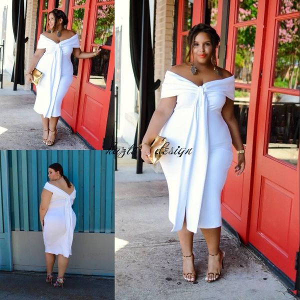 charming white plus size prom dresses off the shoulder short evening gowns sleeves tea length backless formal cocktail dress, Black
charming white plus size prom dresses off the shoulder short evening gowns sleeves tea length backless formal cocktail dress, Black