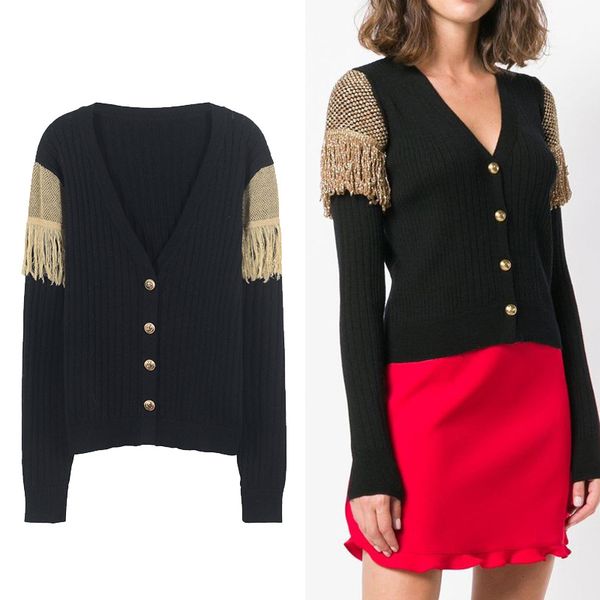 brand designer tiger buttons women black sweaters 2018 autumn winter fashion v neck single breasted tassel sleeve casual cardigan jumpers, White;black
brand designer tiger buttons women black sweaters 2018 autumn winter fashion v neck single breasted tassel sleeve casual cardigan jumpers, White;black