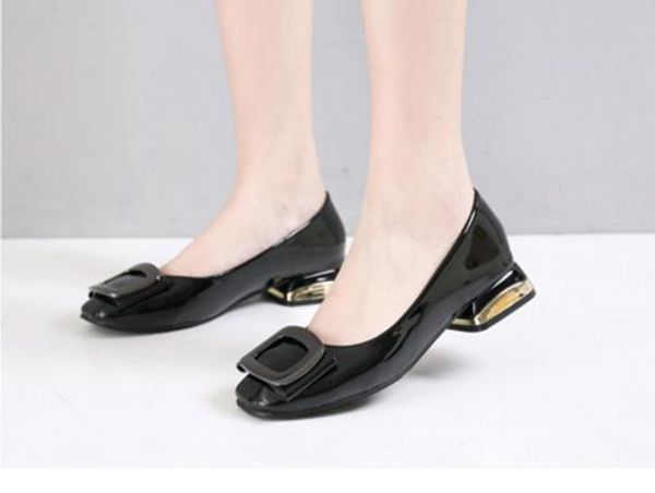 send 2018 spring new tyle single shoes square head big size 41-43 women's coarse heel shoes, Black
send 2018 spring new tyle single shoes square head big size 41-43 women's coarse heel shoes, Black