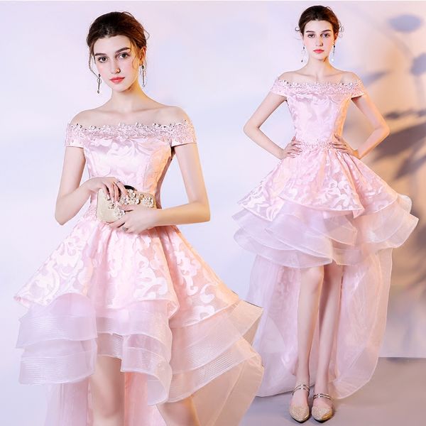 organza high low prom dresses with off shoulder neckline 2019 lace embroidery prom gowns pink color, Black
organza high low prom dresses with off shoulder neckline 2019 lace embroidery prom gowns pink color, Black