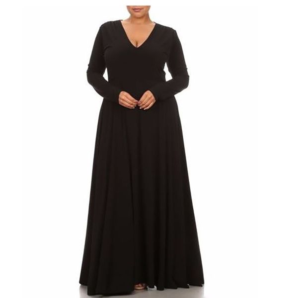 plus size long sleeves women maxi dresses 2019 v neck casual long dress solid floor length dresses black red blue, Black;pink
plus size long sleeves women maxi dresses 2019 v neck casual long dress solid floor length dresses black red blue, Black;pink