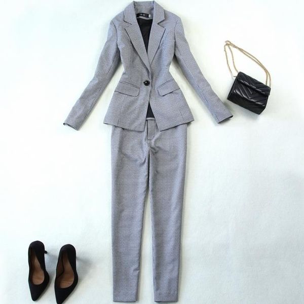 suits 2 piece sets houndstooth office ladt blazer small suit + ankle length pants, White
suits 2 piece sets houndstooth office ladt blazer small suit + ankle length pants, White