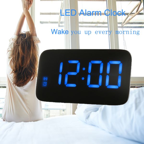 

led digital alarm clock deskclock voice control time display electronic snooze backlight table digital watch with usb cable