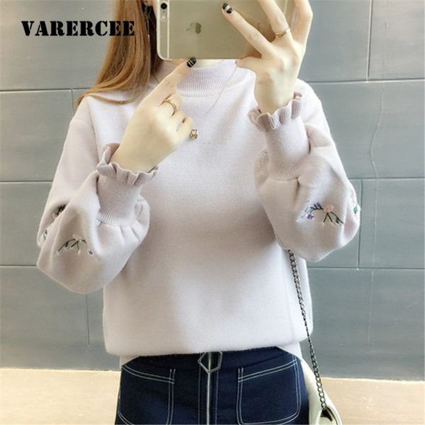 varercee 2018 winter pullover sweater women embroidery knitting sweater female long sleeve shrug half turtleneck knitwear coat, White;black
varercee 2018 winter pullover sweater women embroidery knitting sweater female long sleeve shrug half turtleneck knitwear coat, White;black