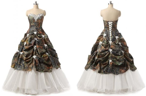 romantic camo wedding dress ruffles flowers long 2018 designer sweetheart applique floor length corset back bridal gowns plus size, White
romantic camo wedding dress ruffles flowers long 2018 designer sweetheart applique floor length corset back bridal gowns plus size, White