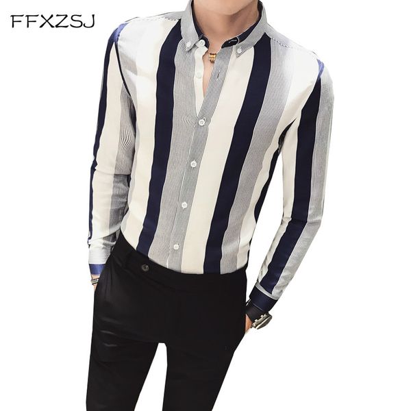 men's striped shirts are slim and sleek autumn new men's long-sleeved striped shirt in europe and the united states for leisure, White;black
men's striped shirts are slim and sleek autumn new men's long-sleeved striped shirt in europe and the united states for leisure, White;black