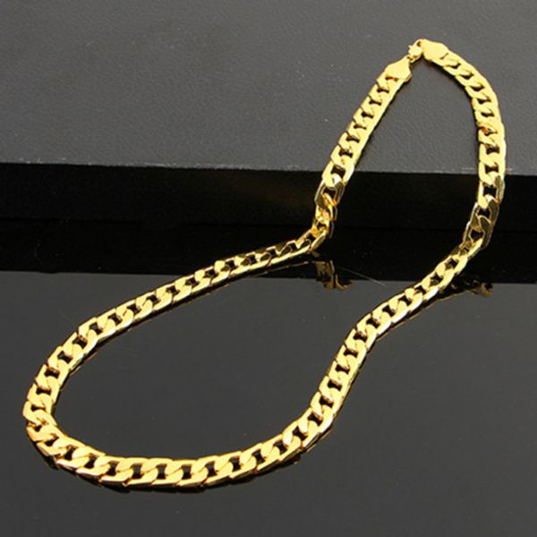 

2017 новый 6 мм Диаметр желтый сплошной золото заполнены кубинский цепи ожерелье то