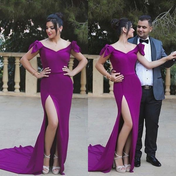 simple off shoulder prom dresses bows sleeveless off shoulder v-neck high side split party gowns glamorous saudi arabia mermaid prom dress, Black
simple off shoulder prom dresses bows sleeveless off shoulder v-neck high side split party gowns glamorous saudi arabia mermaid prom dress, Black